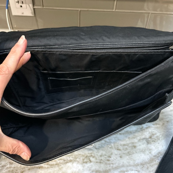 COACH MENS MESSENGER BRIEFCASE LAPTOP BAG BLACL LEATHER/Nylon trim 17x12 - Picture 7 of 12